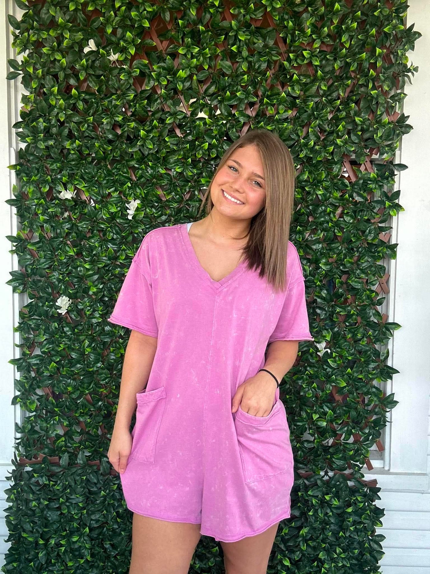 Mineral Washed Oversized Casual Knit Romper