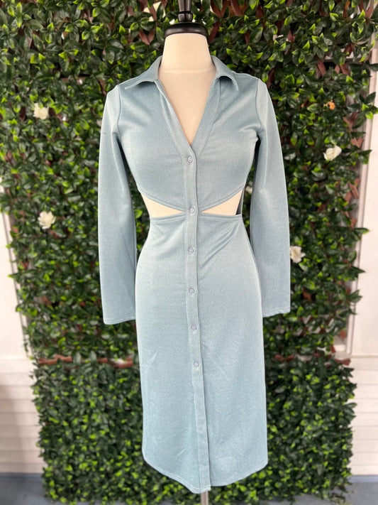 Blue Shimmer Cutout Dress