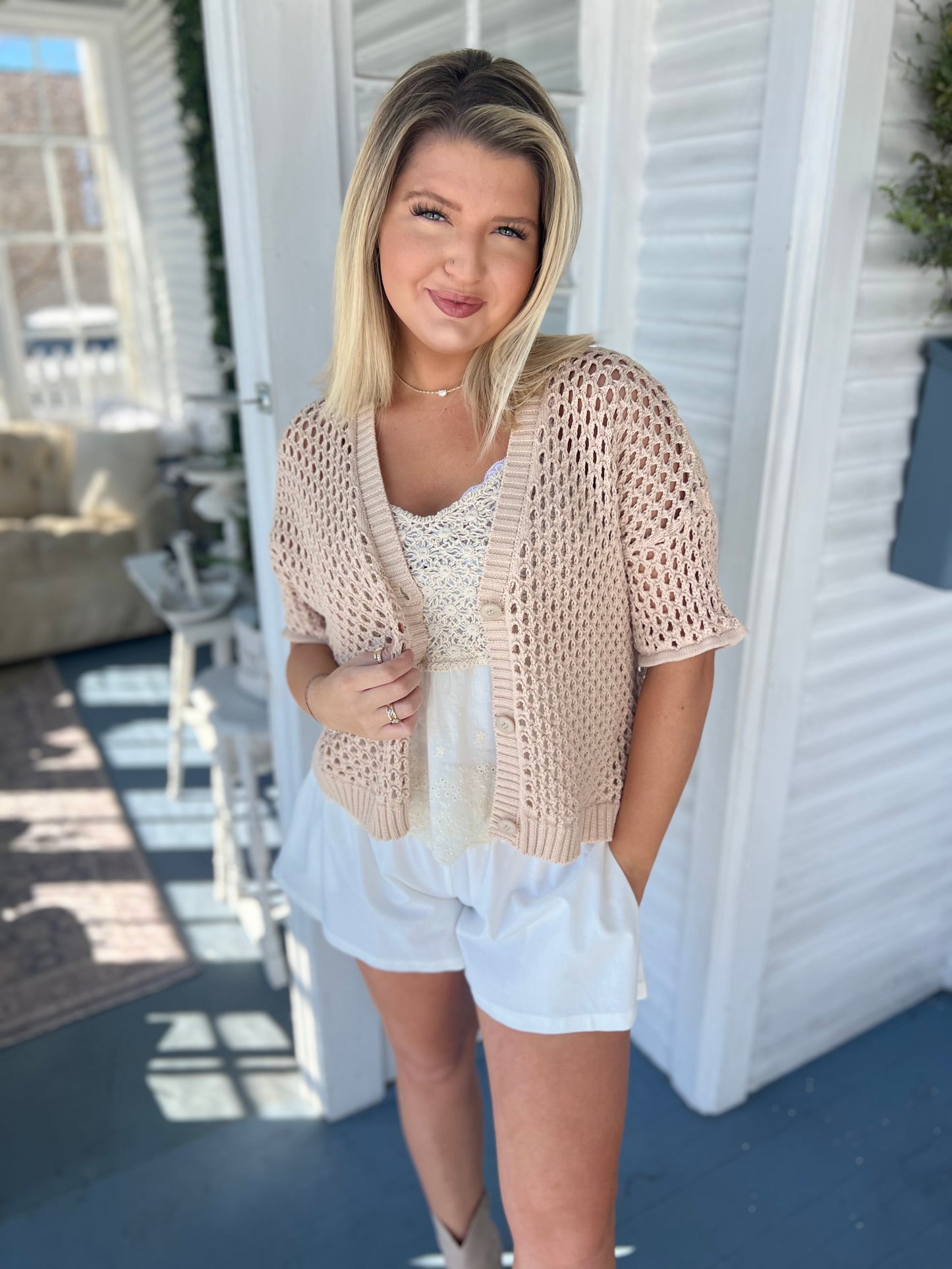 Textured Button Down Cardigan