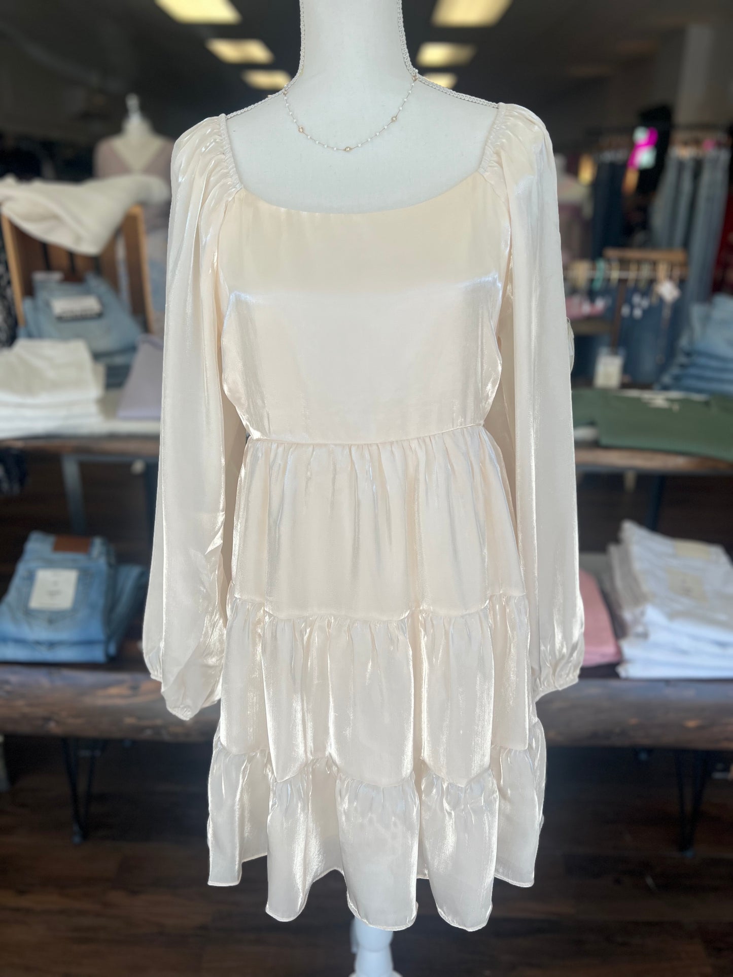 L/S Tiered Shimmer Dress