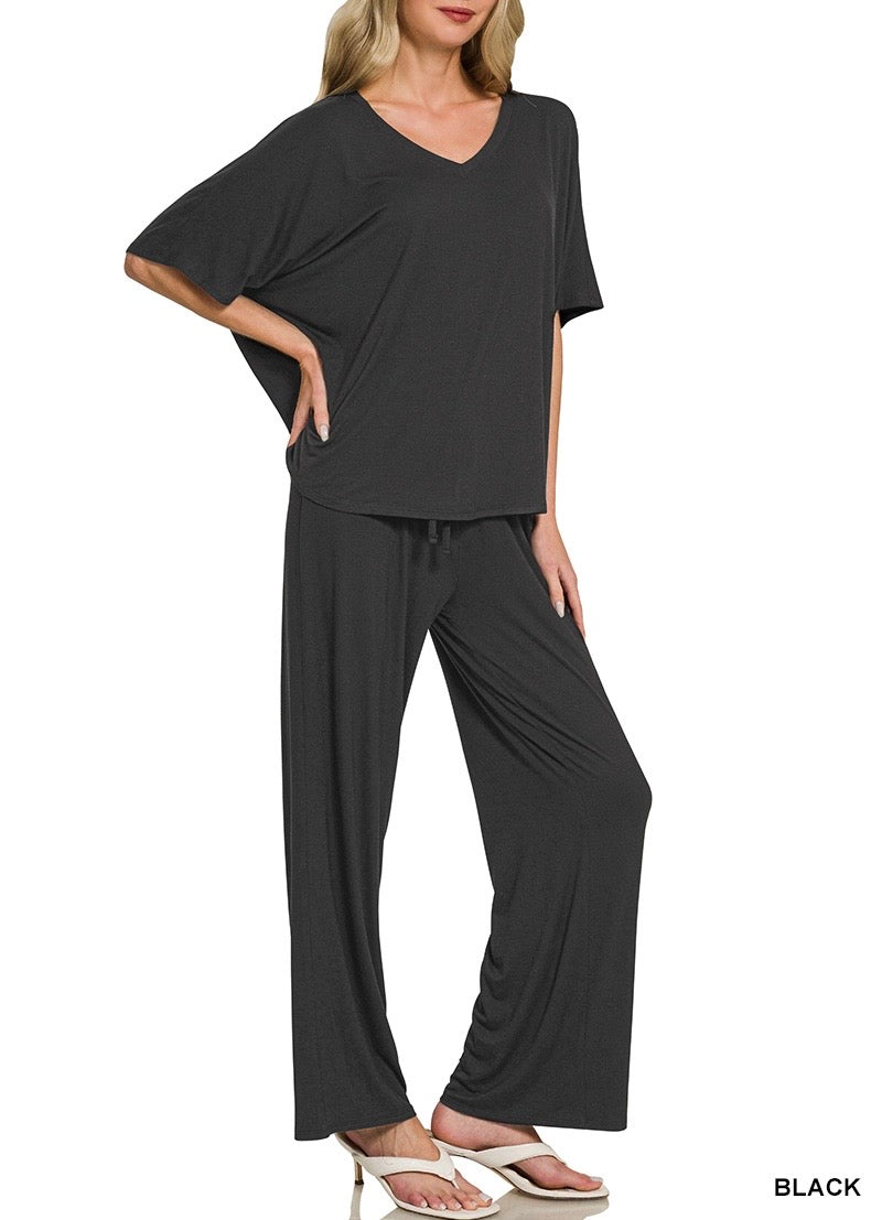 V-Neck Oversized Top Set