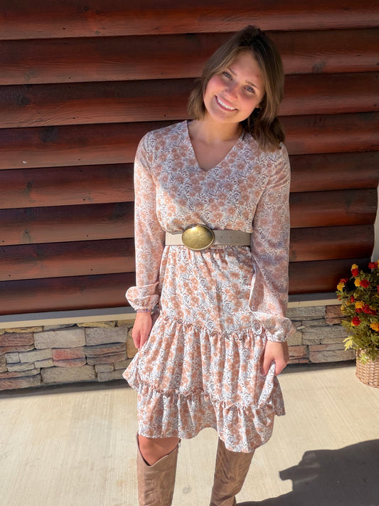 Desert Taupe Floral Dress