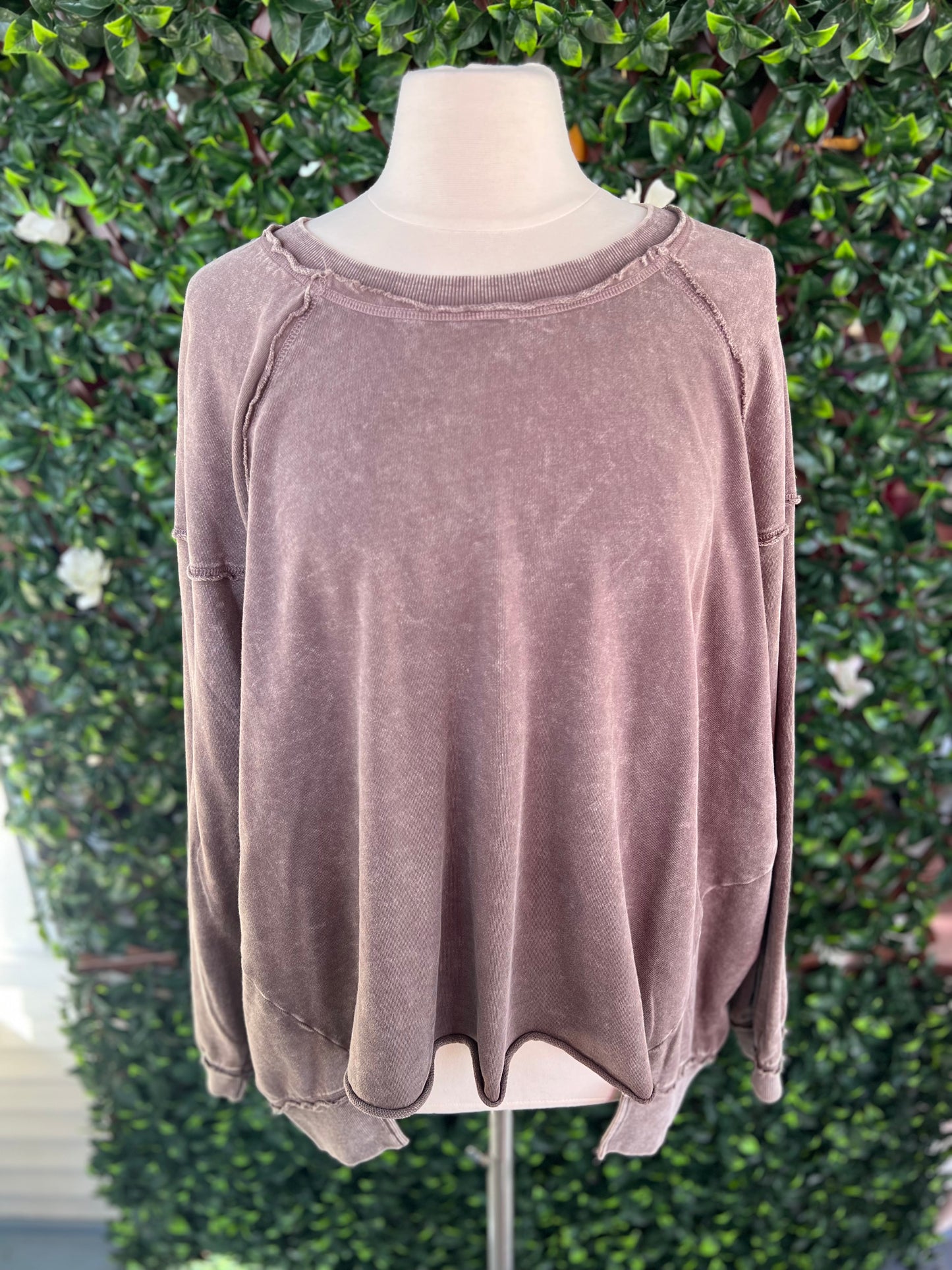 Oversized Gray Mineral Wash Pullover