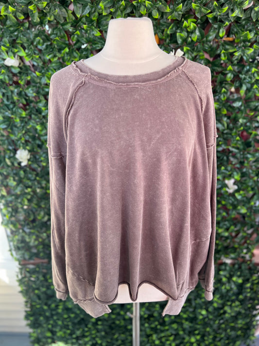 Oversized Gray Mineral Wash Pullover