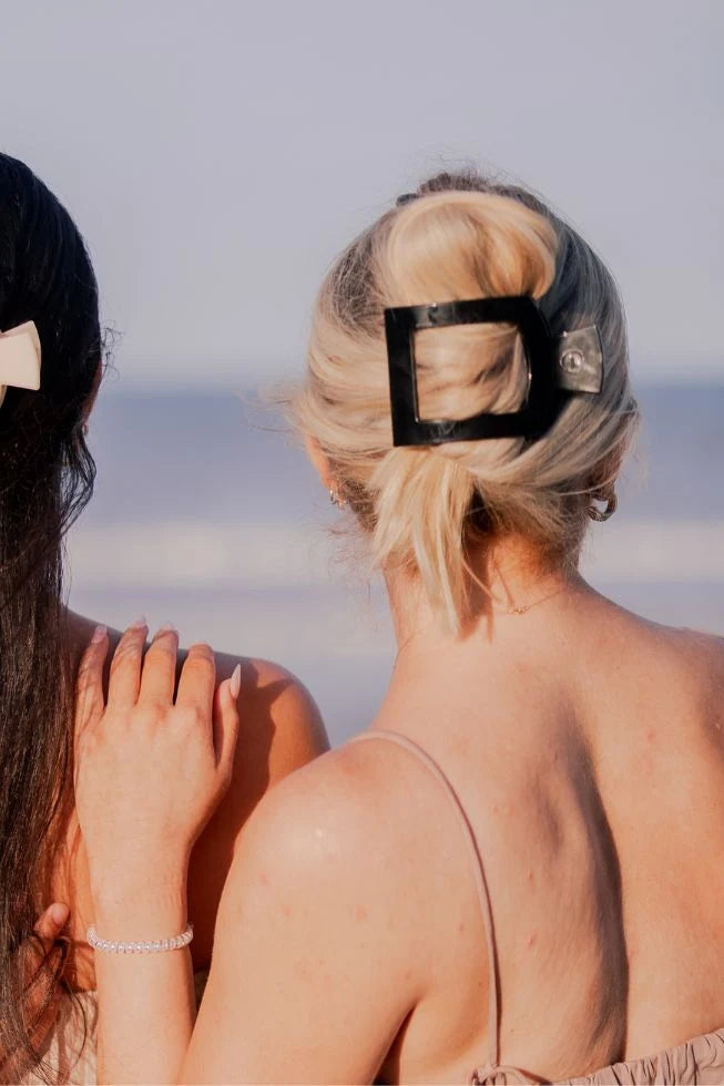 Jet Black Flat Square Hair Clip