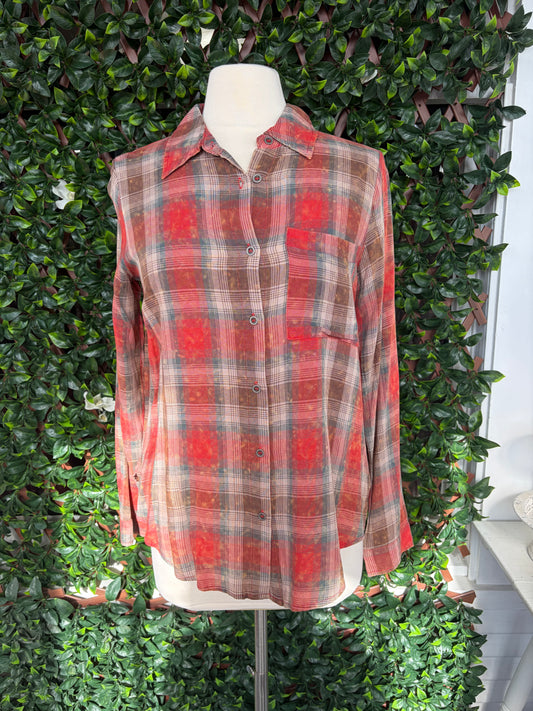 Red/Brown Plaid Top