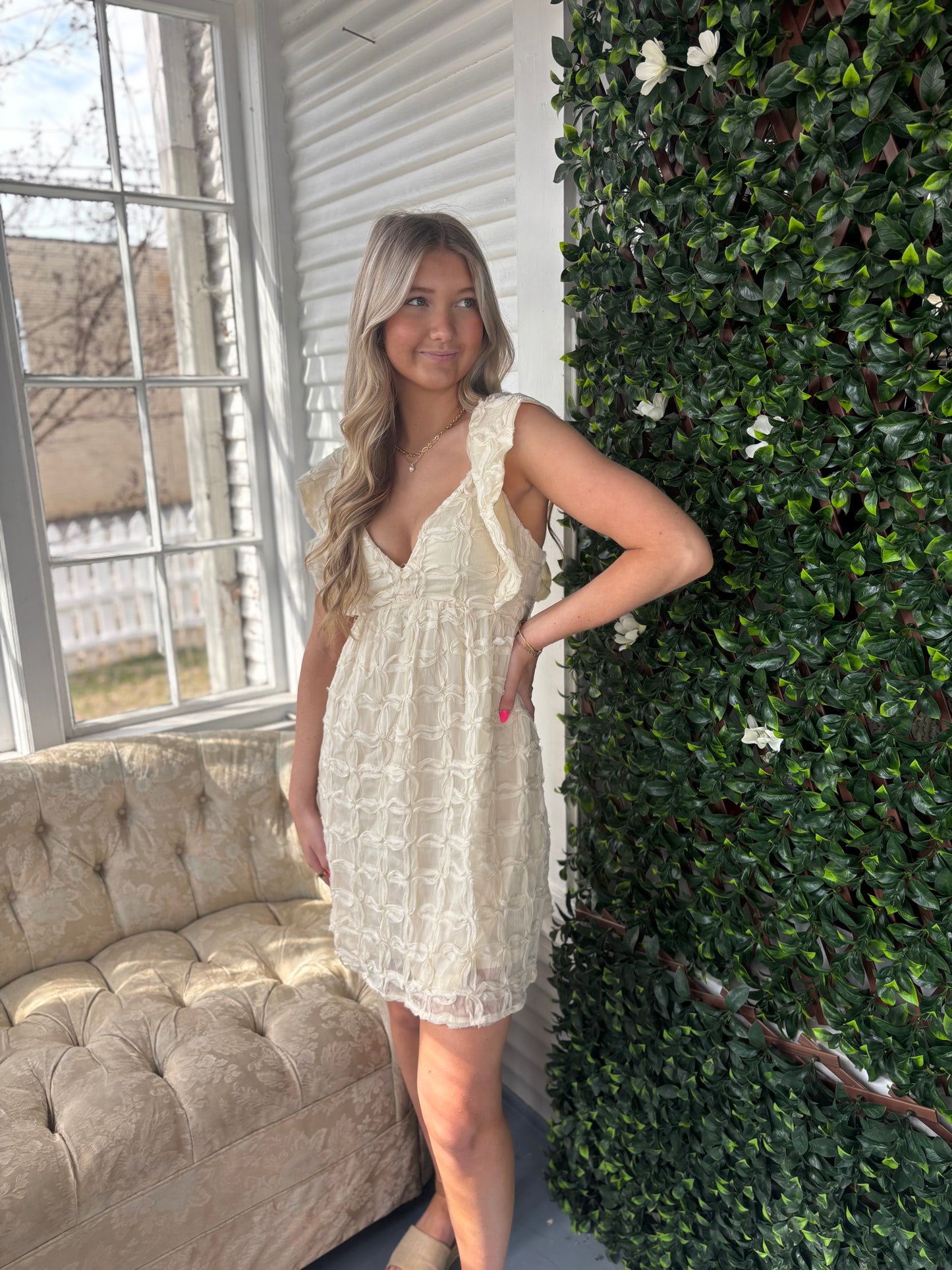 Open Tie Back Babydoll Dress