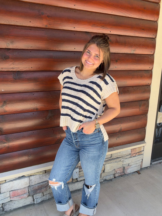 Lightweight Striped SS Sweater