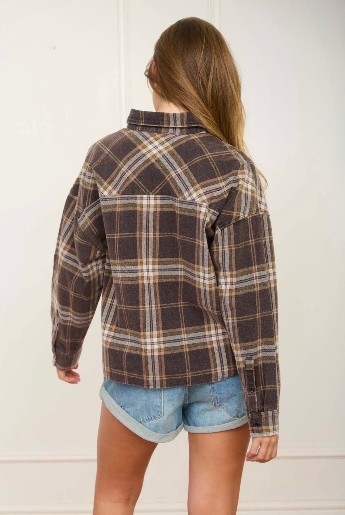 Plaid Button Down Boxy Flannel