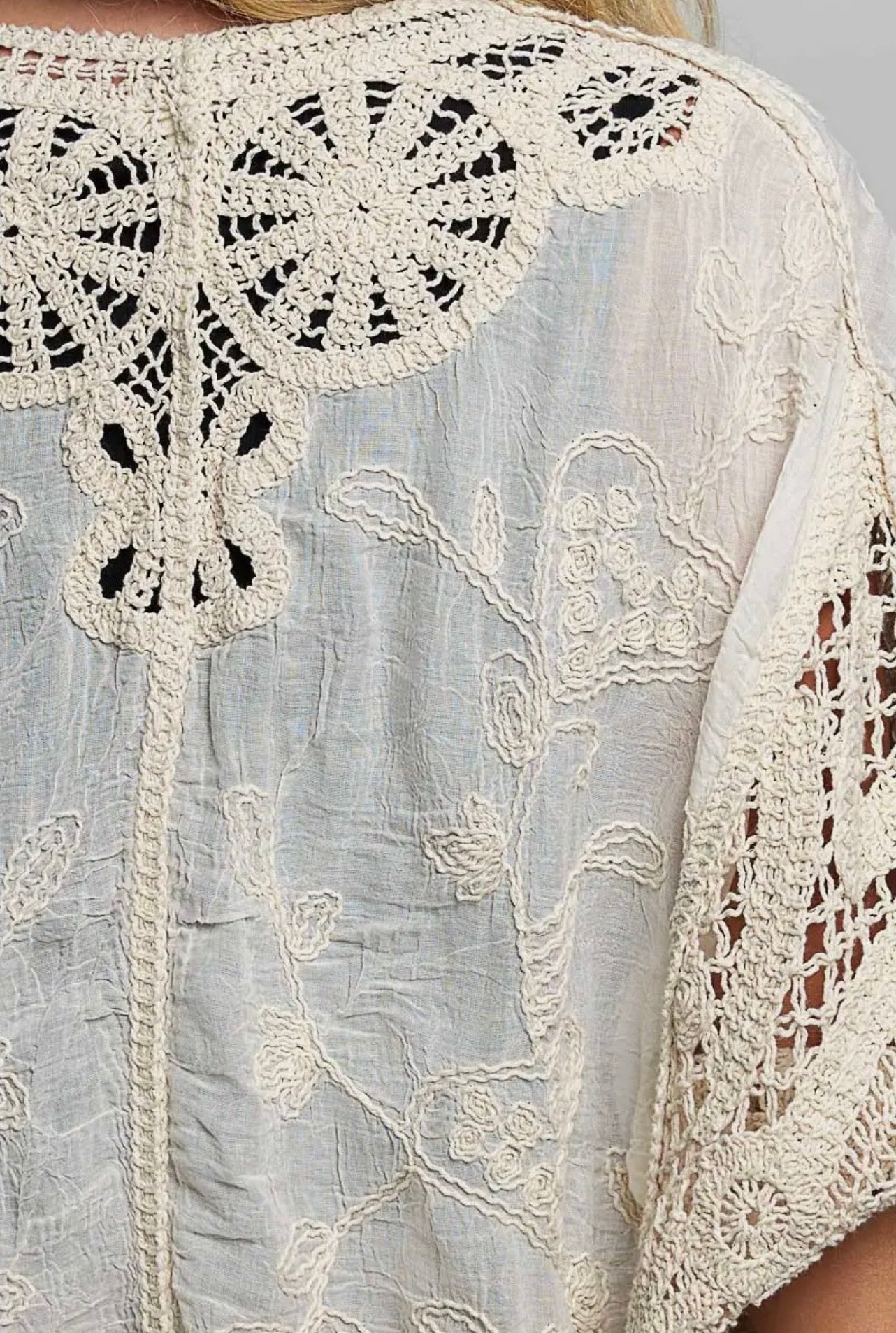 Batwing Button Down Crochet Cardigan
