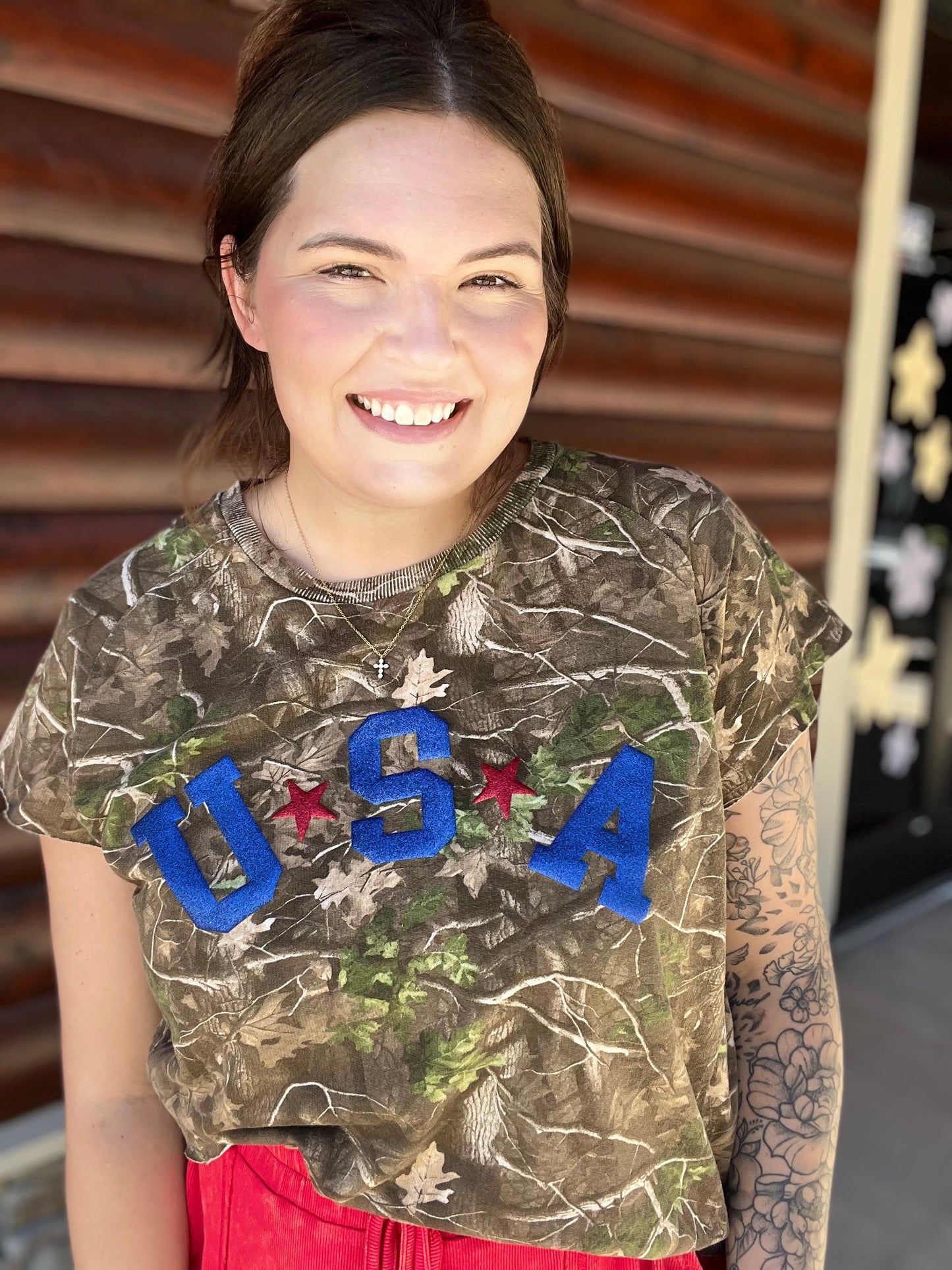 Camo USA SS Top