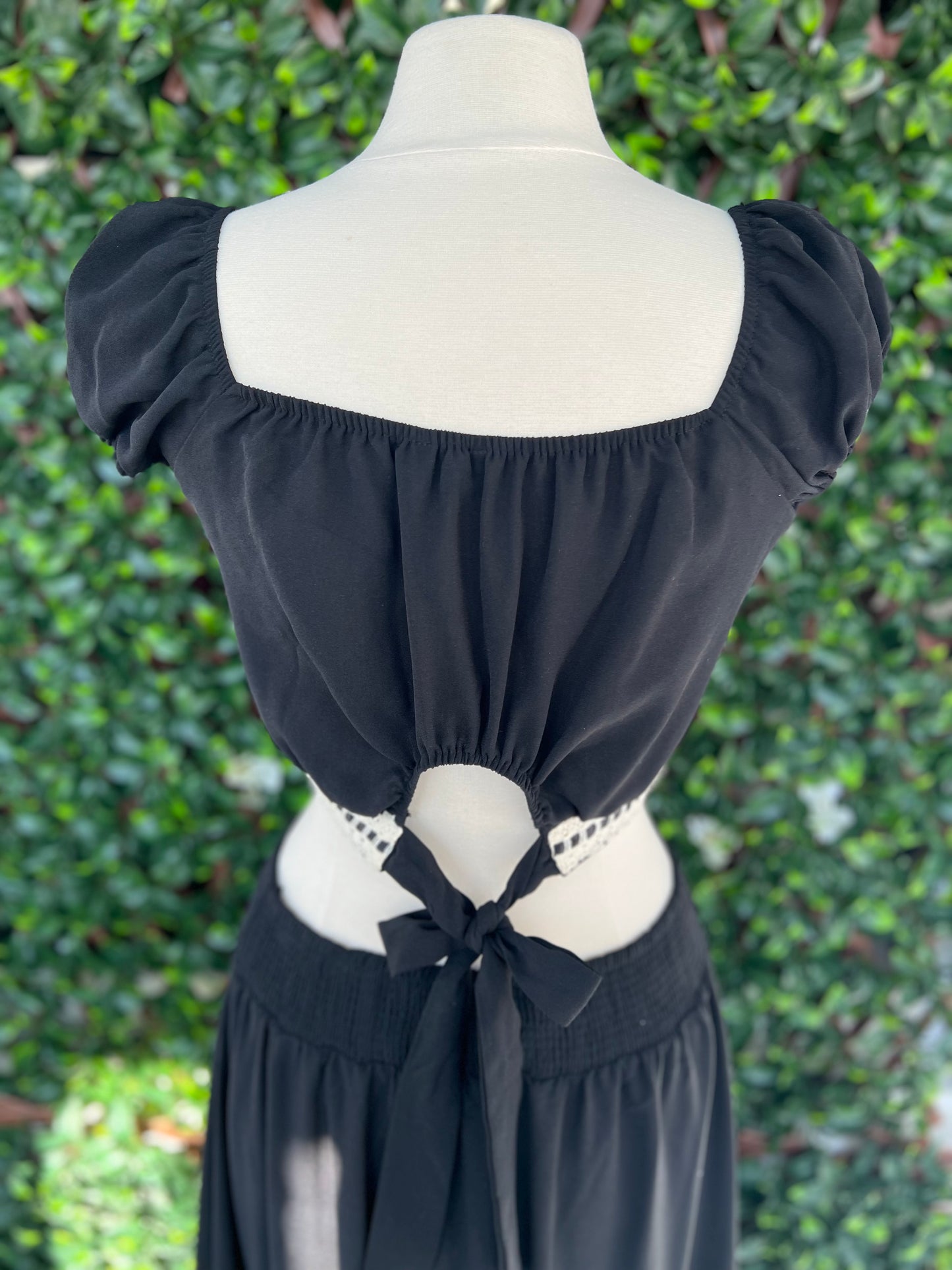 Black Crochet Detail Crop Top