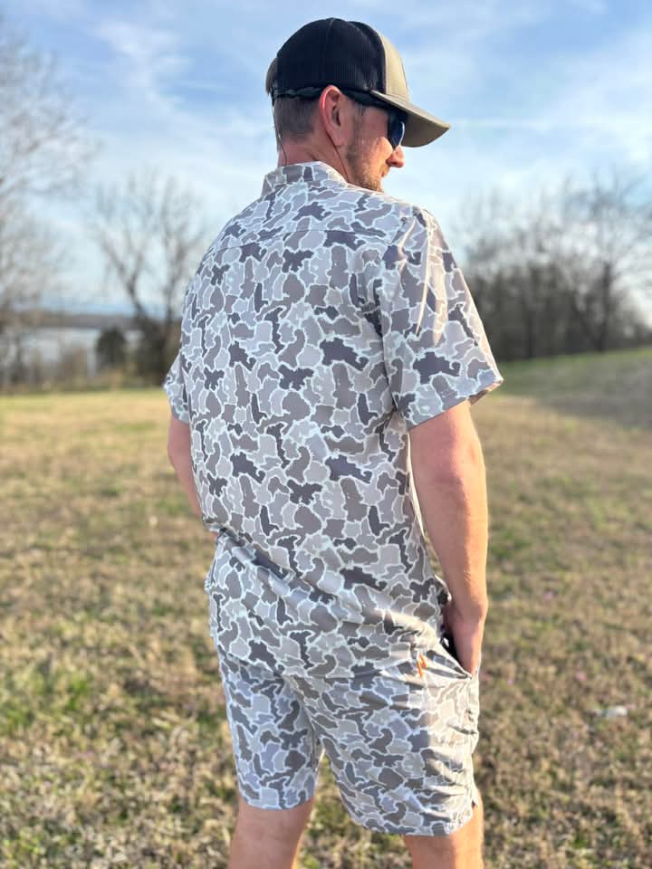 Gray Camo Button Down