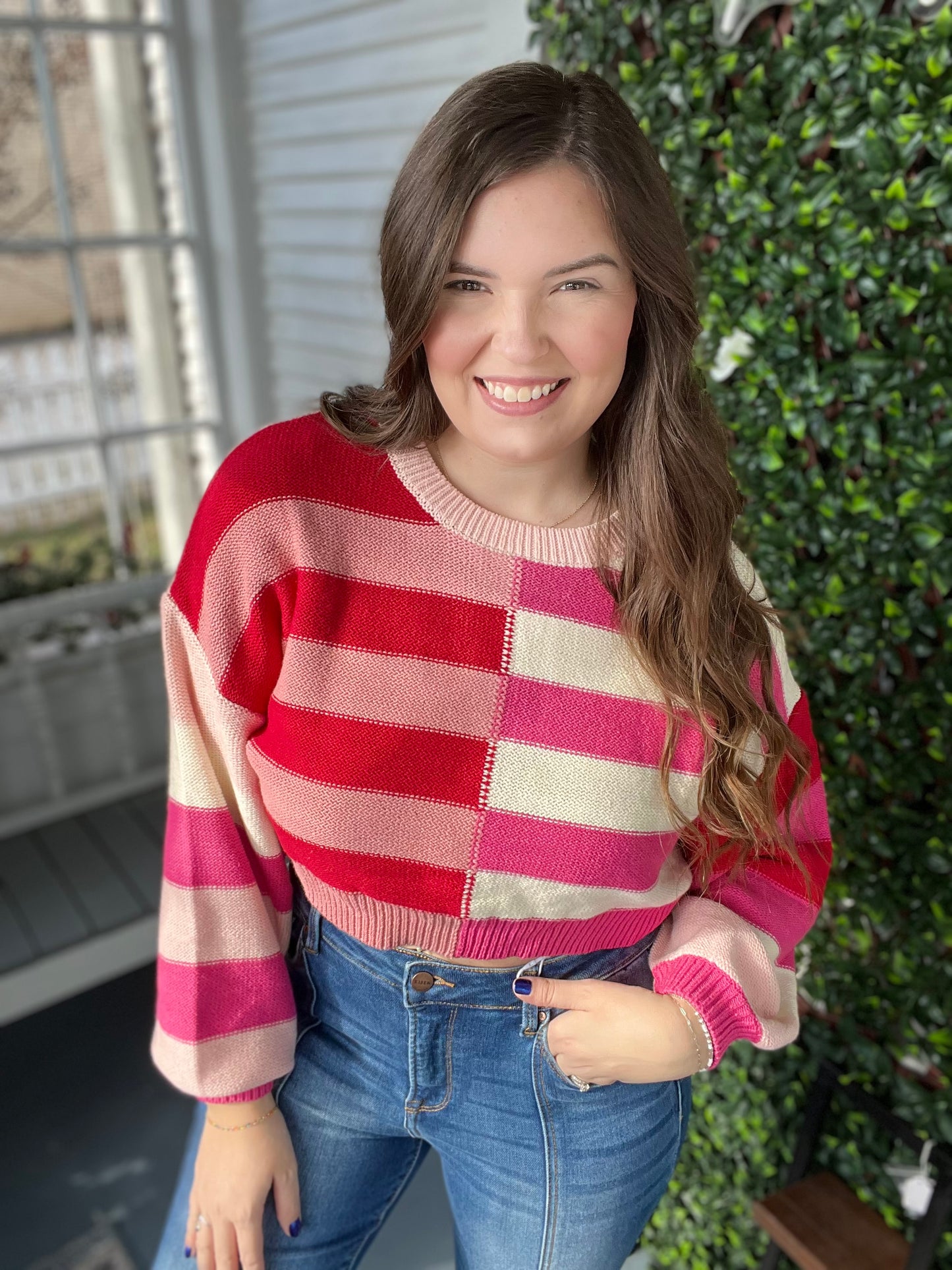 Cropped Colorblock Sweater