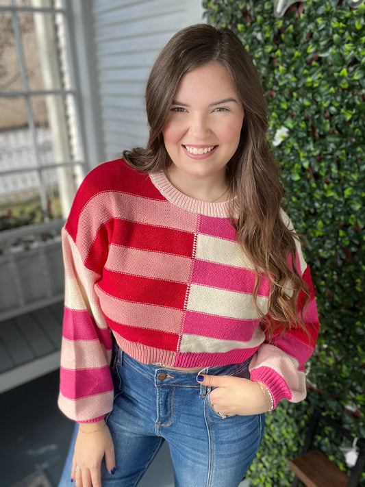 Cropped Colorblock Sweater