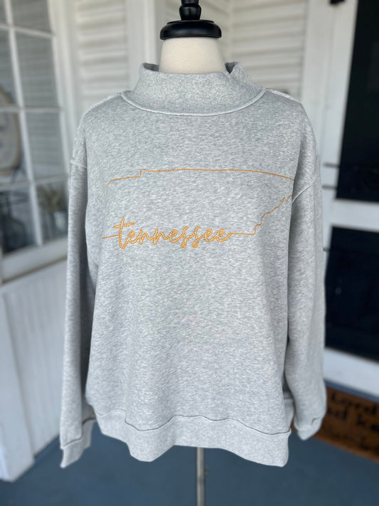 ‘TENNESSEE Map & Signature’ Embroidered Mock Neck