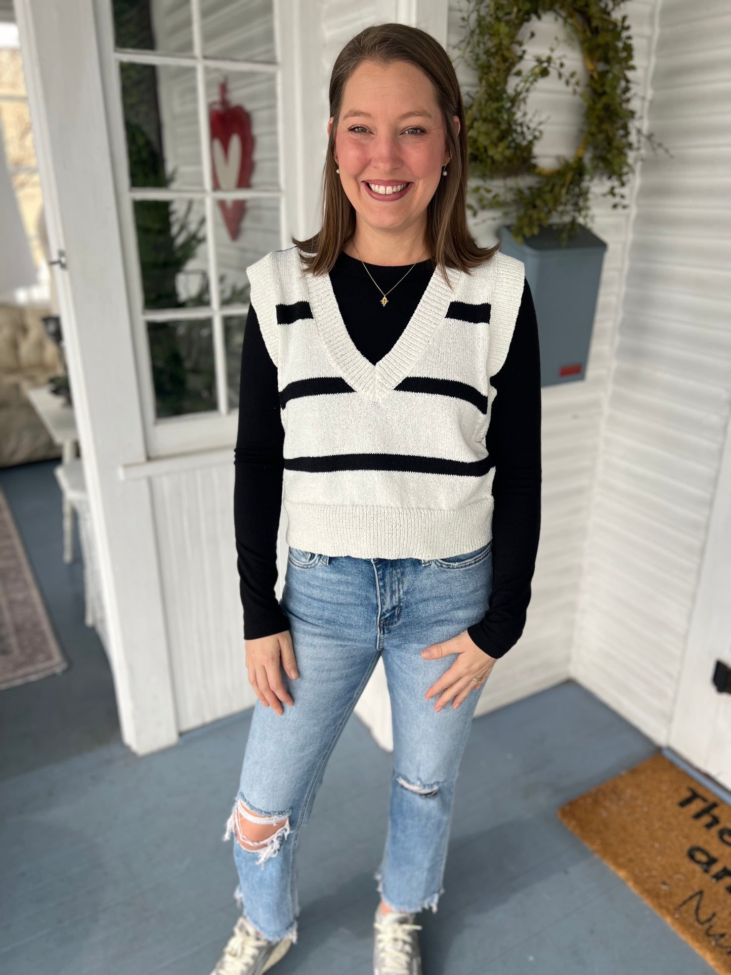 Stripe Knit Sweater Vest