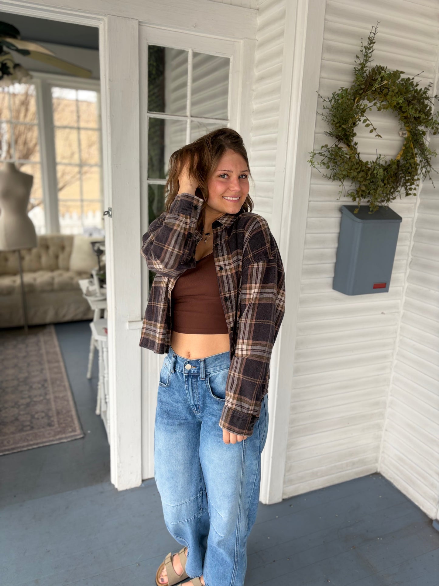 Plaid Button Down Boxy Flannel