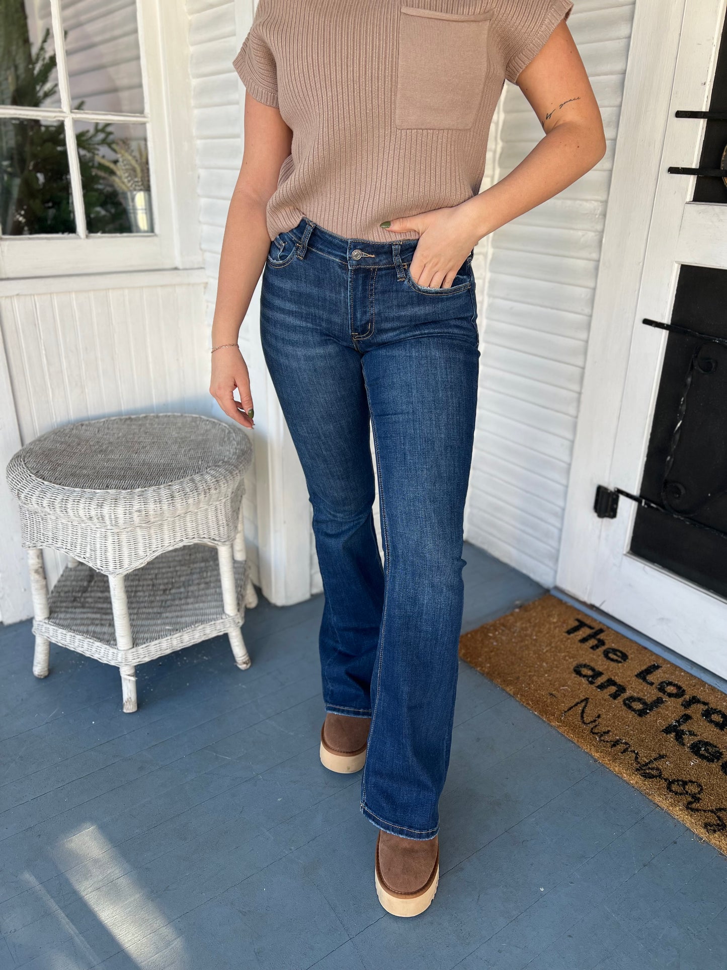 Mid Rise Flare Jeans