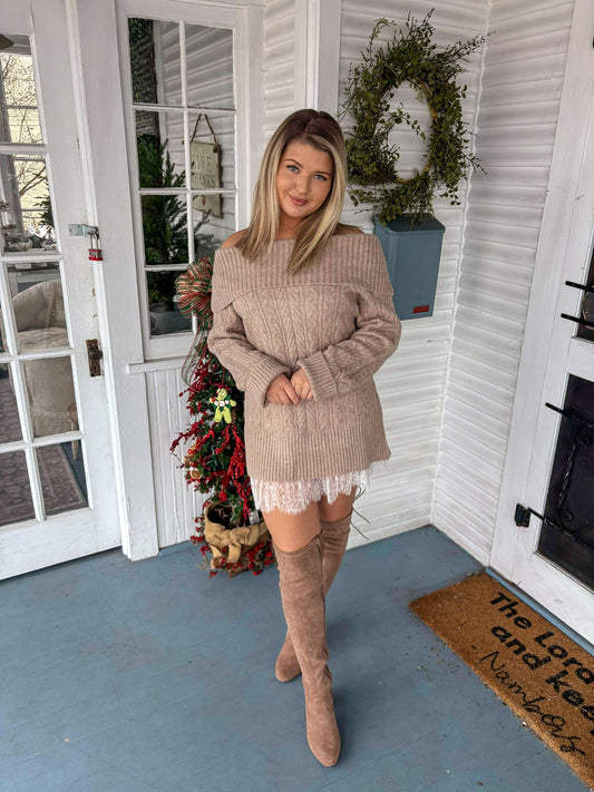 Chunky Knit Cowl Neck Sweater