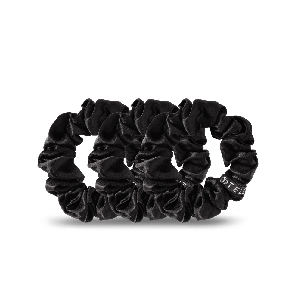 Jet Black Silk Scrunchie Teleties