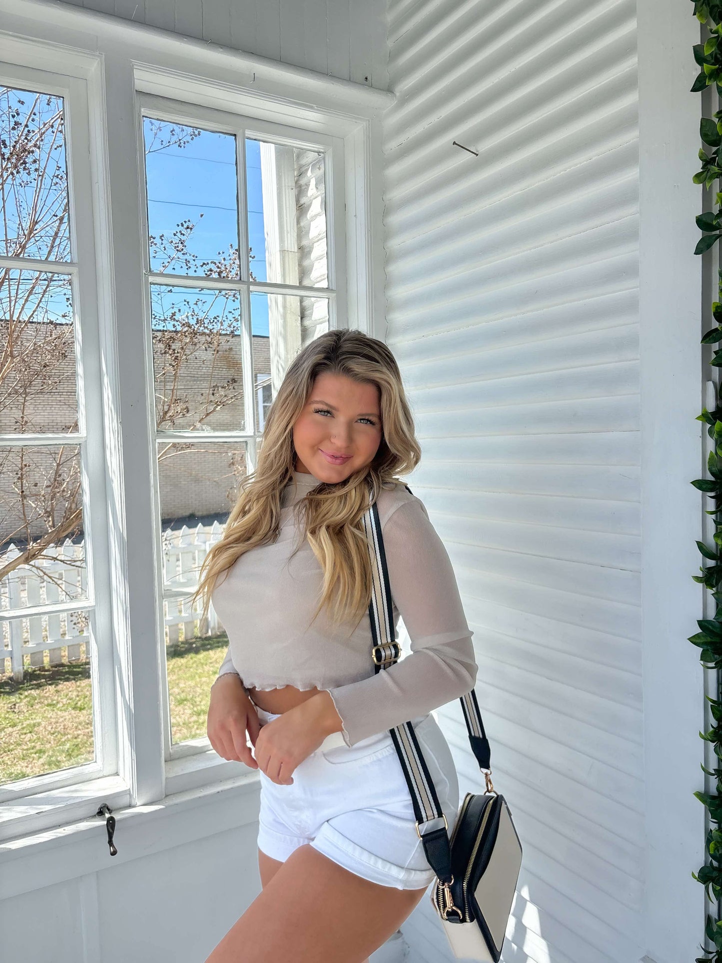 Shimmer Mock Neck Top