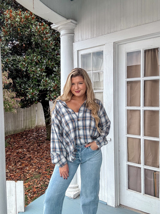 Blue & Cream Plaid Flannel