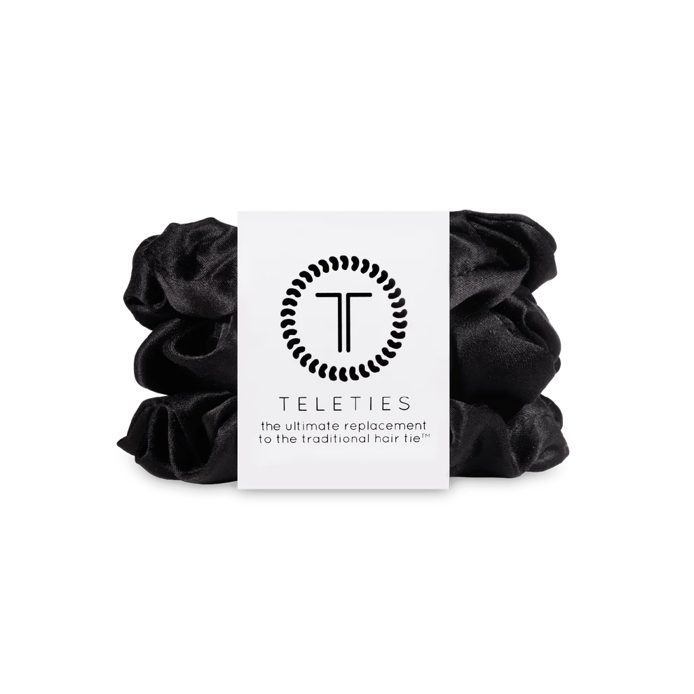 Jet Black Silk Scrunchie Teleties