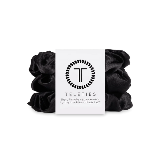Jet Black Silk Scrunchie Teleties