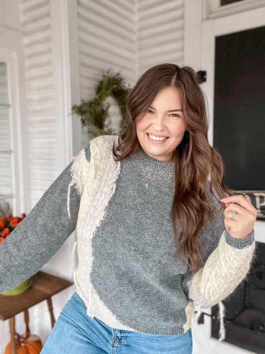 Grey/Cream Fringe Sweater