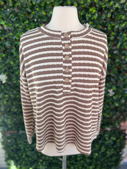 Brown Stripe LS Top