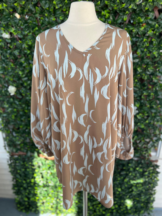 Brown Dress w/ Blue Patterned Detail