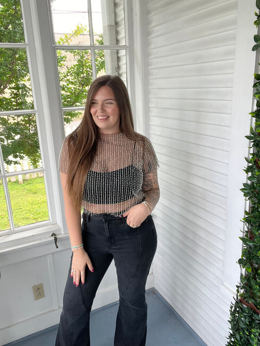 SS Mesh Beaded Top