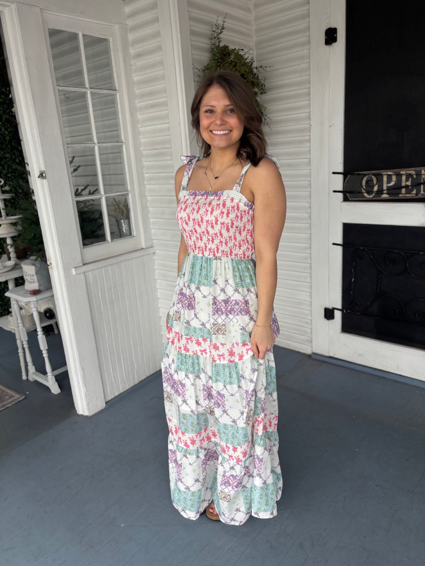 Smocked Patchwork Maxi