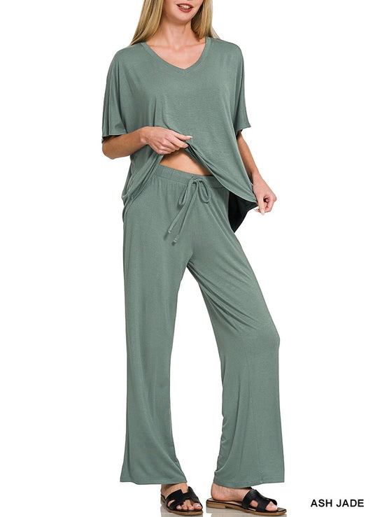V-Neck Oversized Top Set