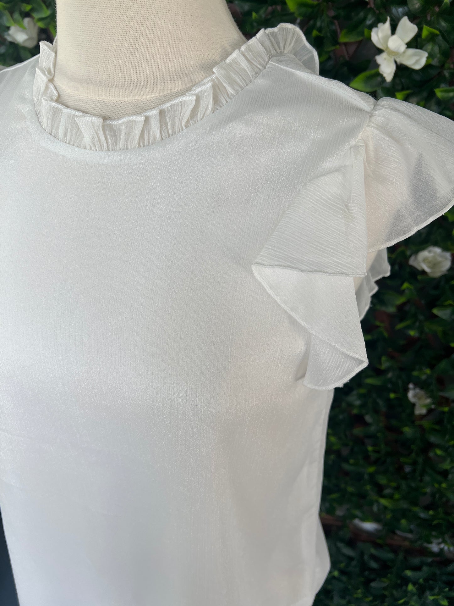 Shimmer Flutter Sleeve Blouse
