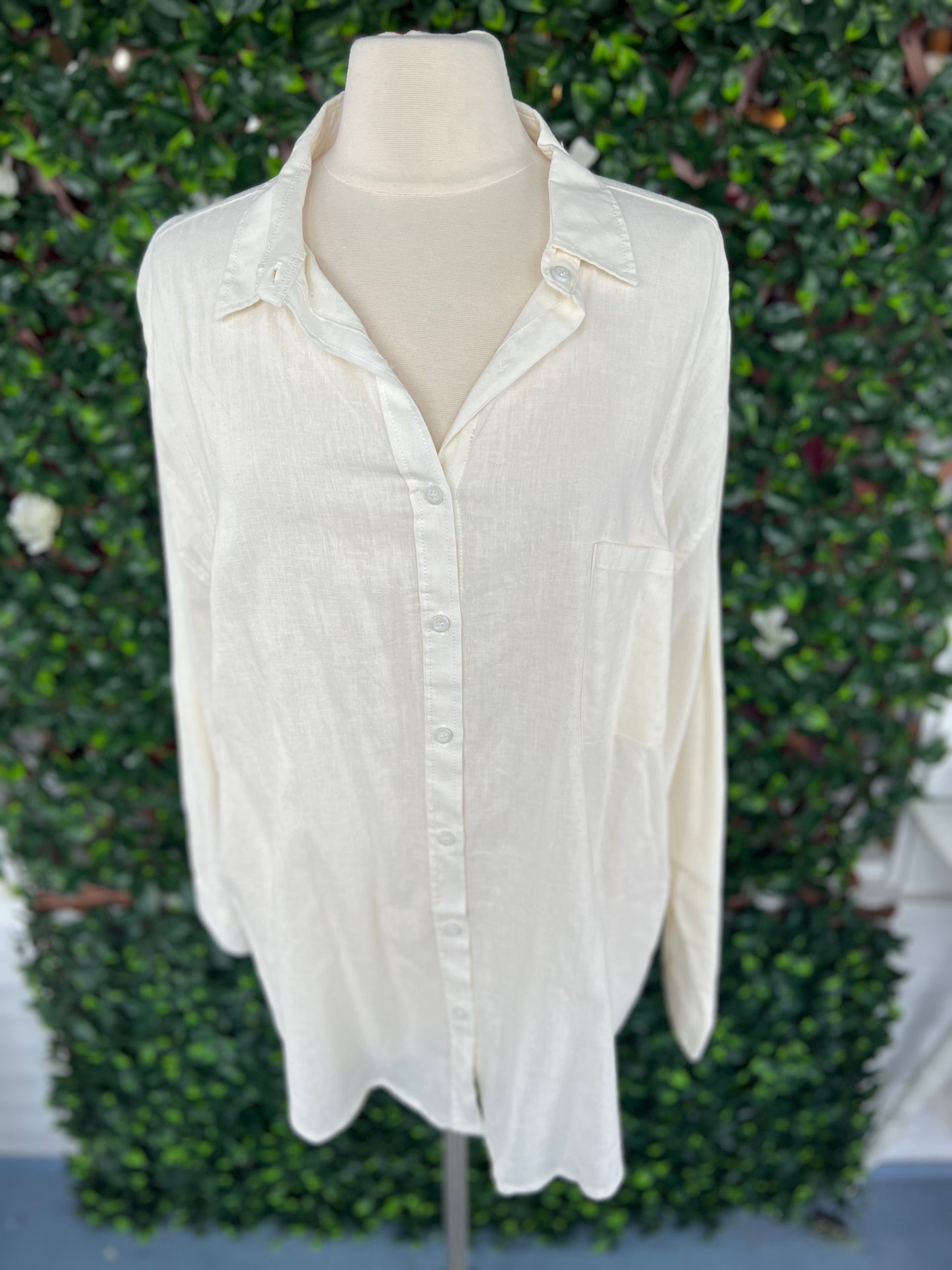 Ivory Linen Button Shirt