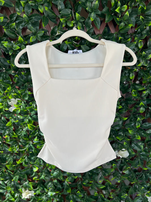 Square Neck Sleeveless Ruched Top
