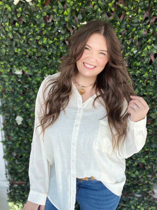 Ivory Linen Button Shirt