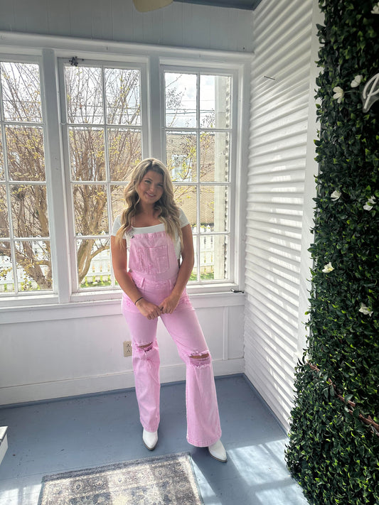 Pink Denim Overalls