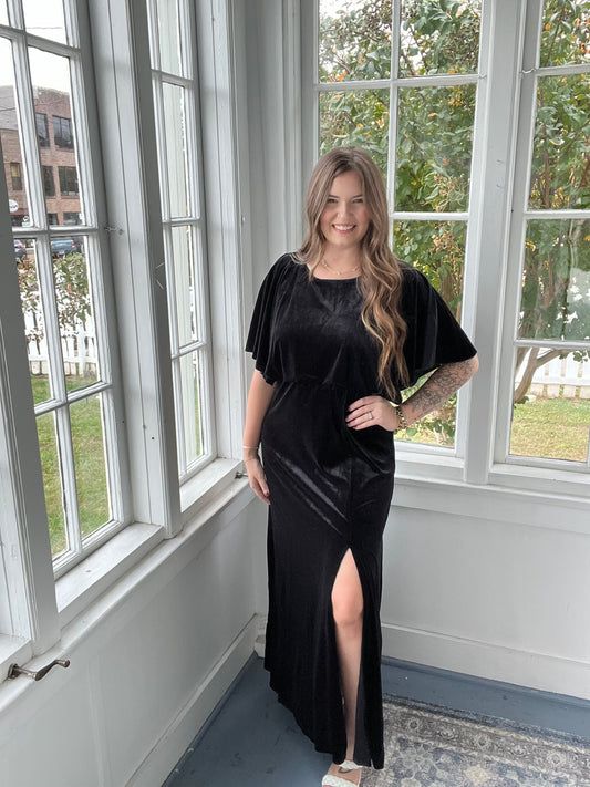 Black Velvet Maxi Dress