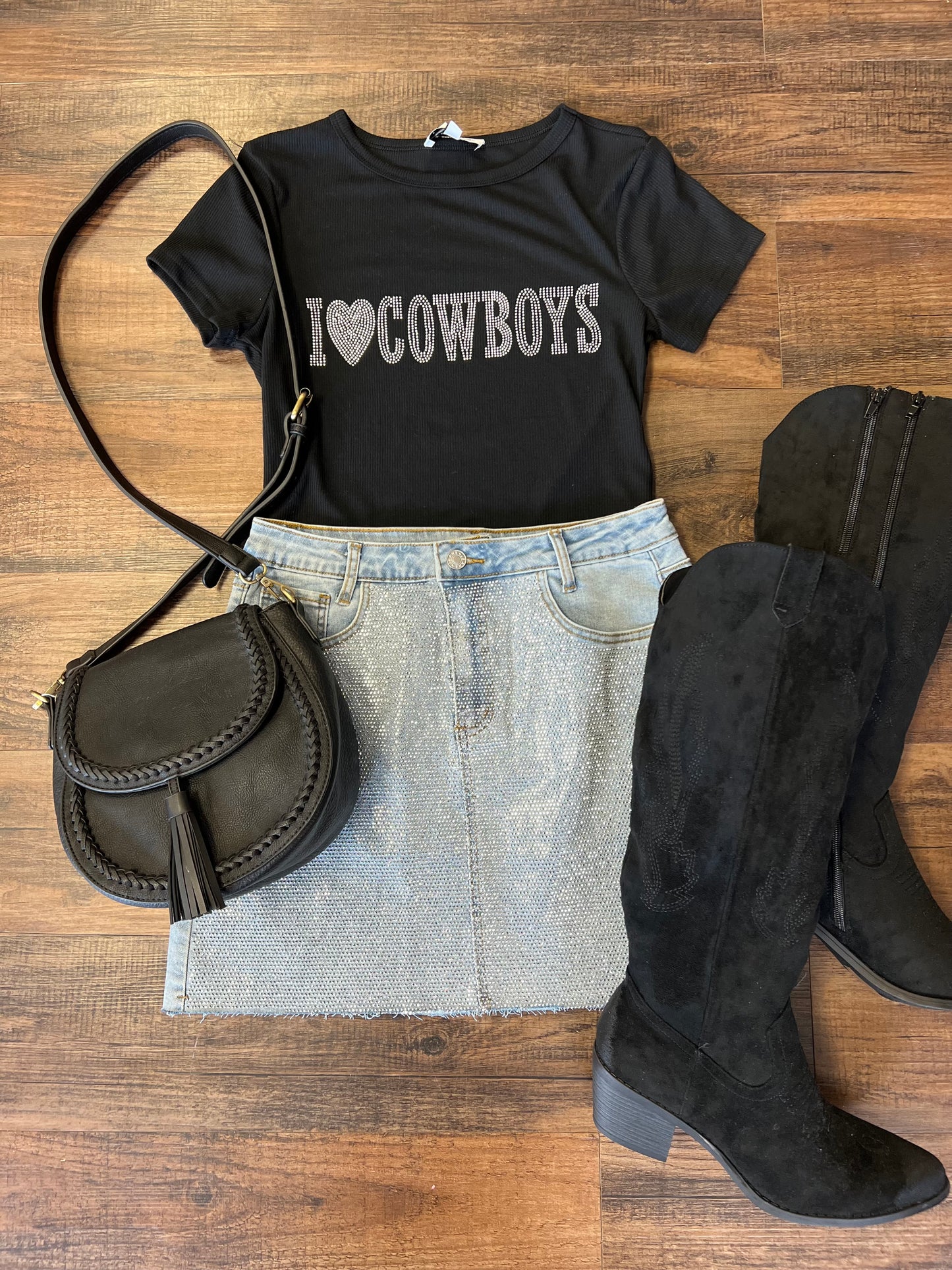 Denim Sparkly Skirt