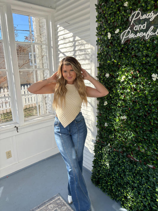 Cream Sleeveless Sweater