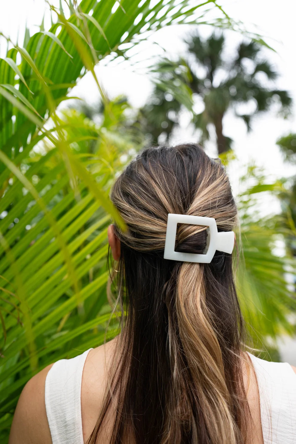Coconut White Flat Square Hair Clip