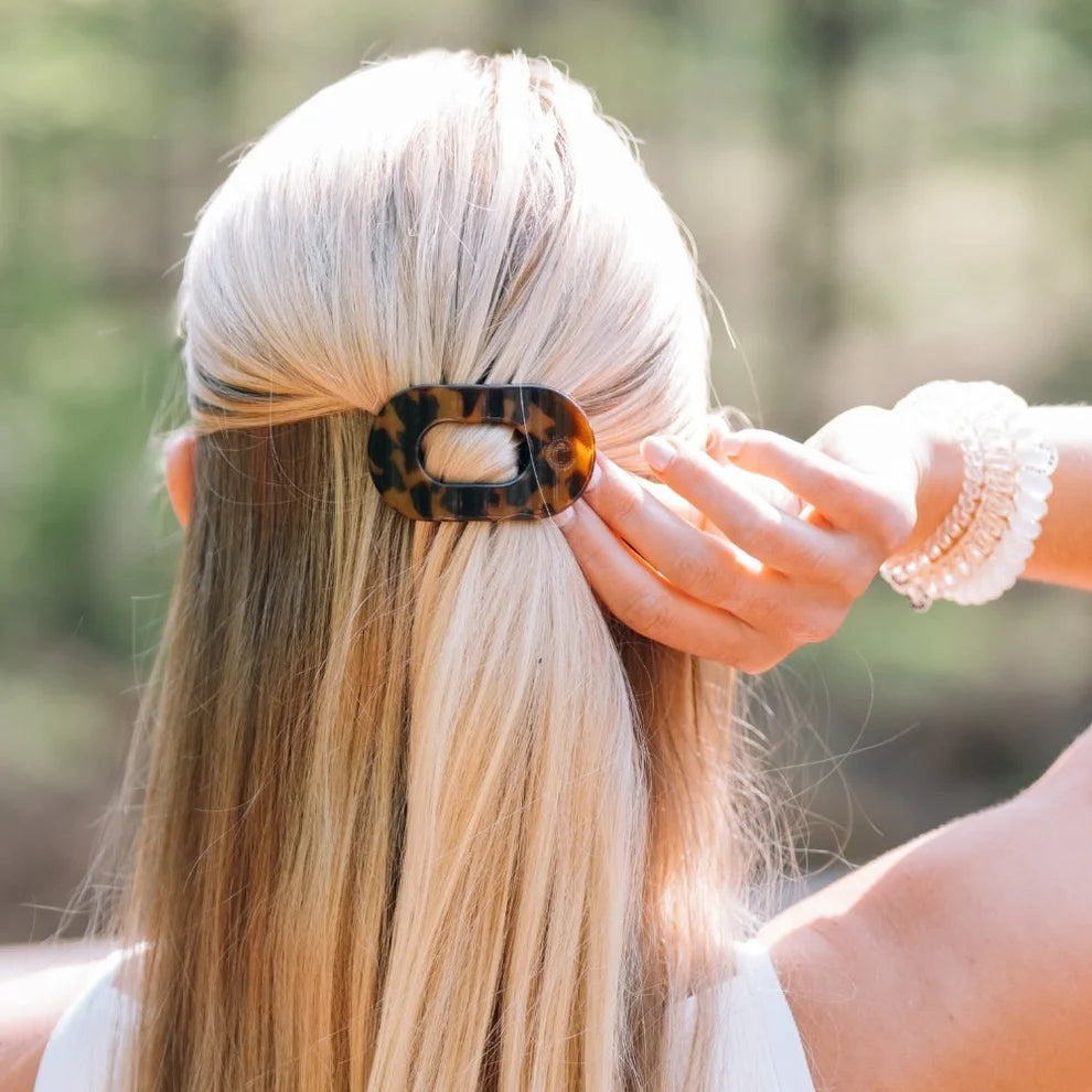 Tortoise Flat Round Hair Clip