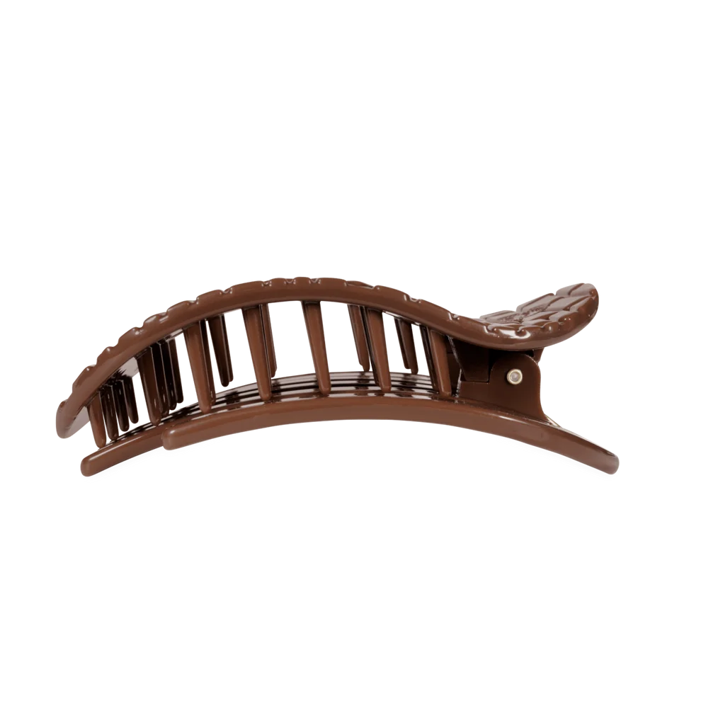 Brown Crocodile Flat Round Hair Clip