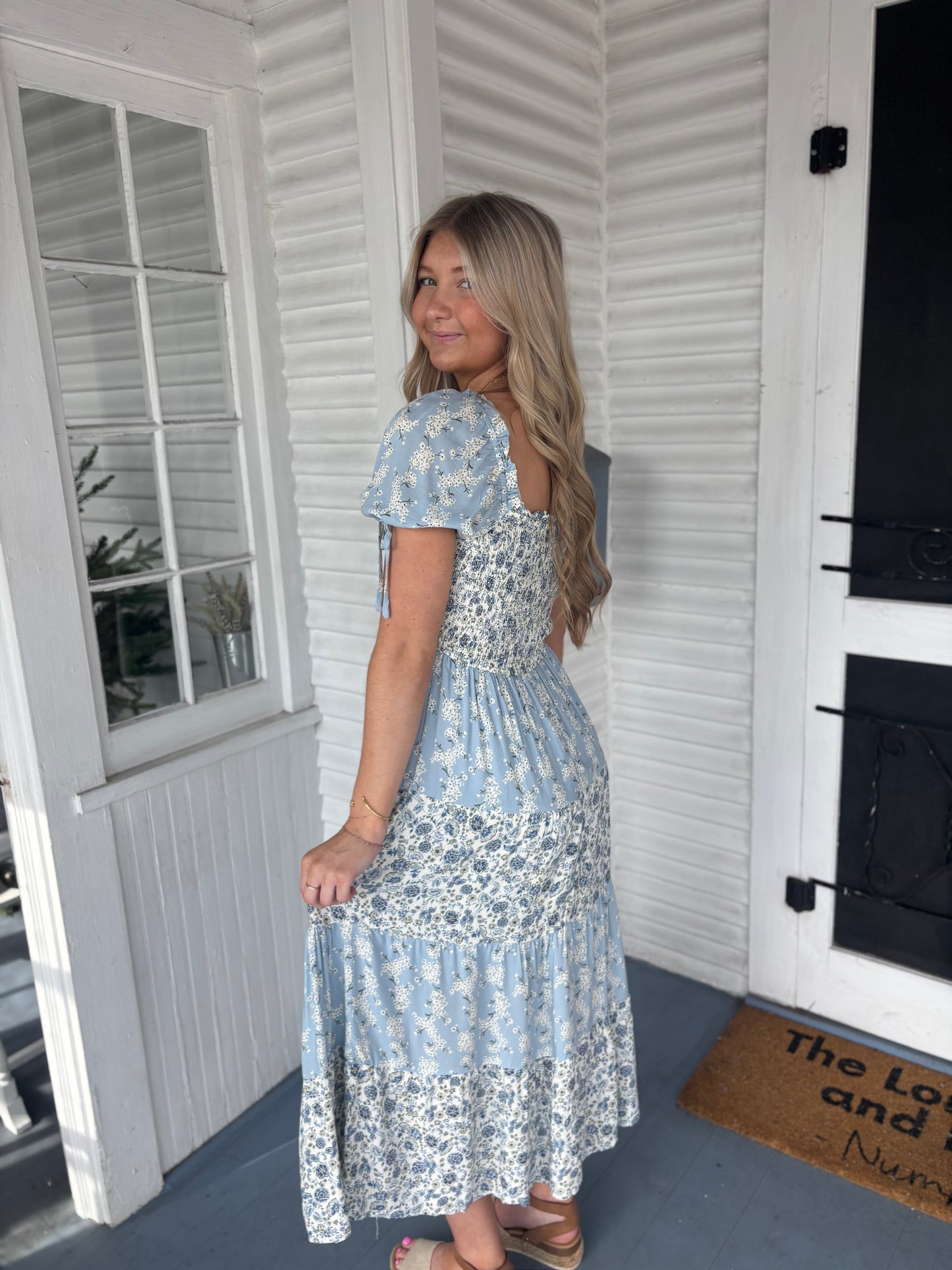 Colorblock Floral Smocked Maxi