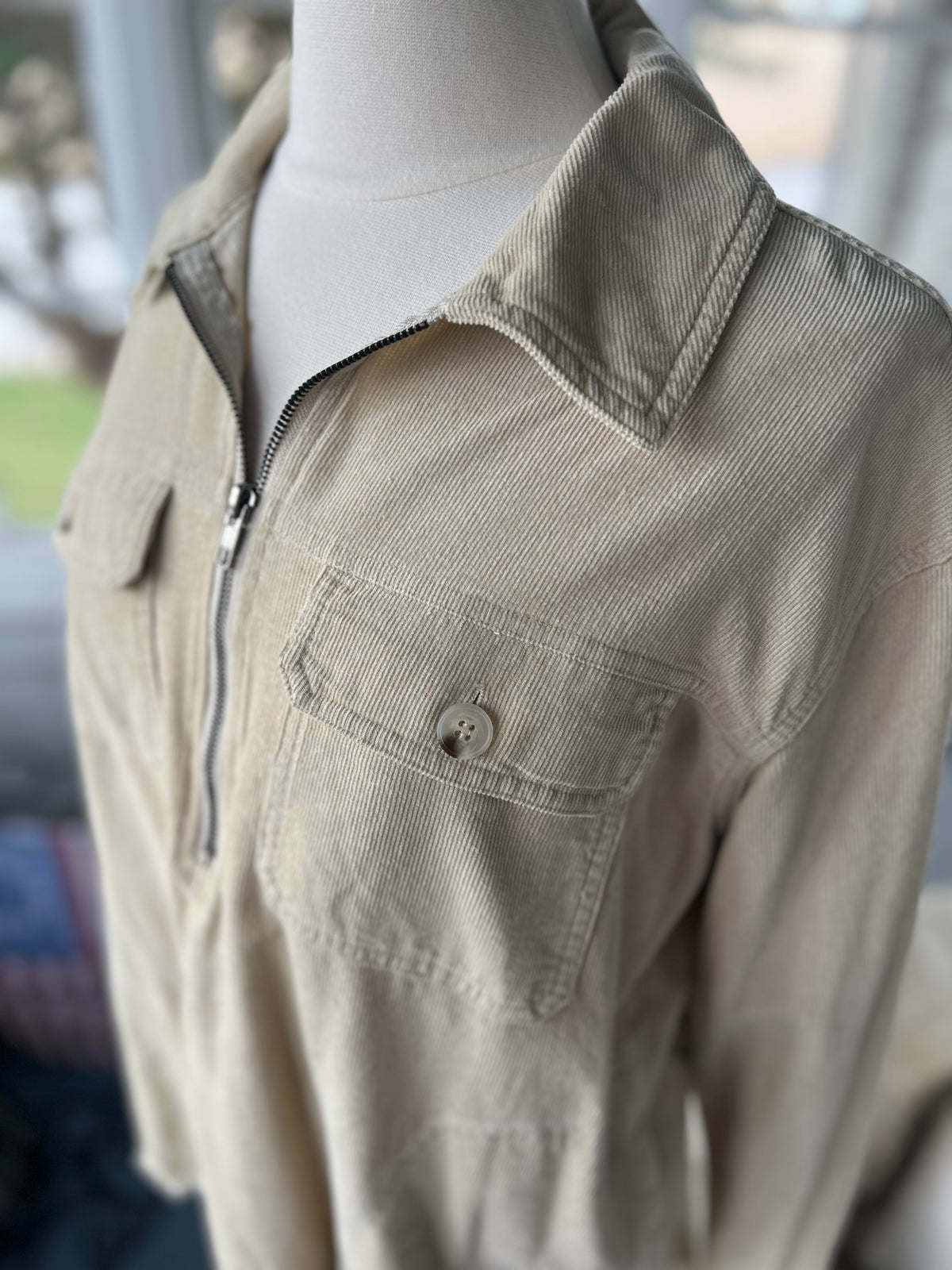 Quarter Zip Corduroy Shirt