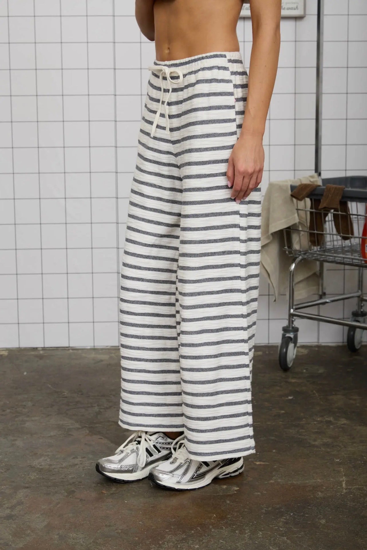Stripe Round Neck/Wide Leg Set