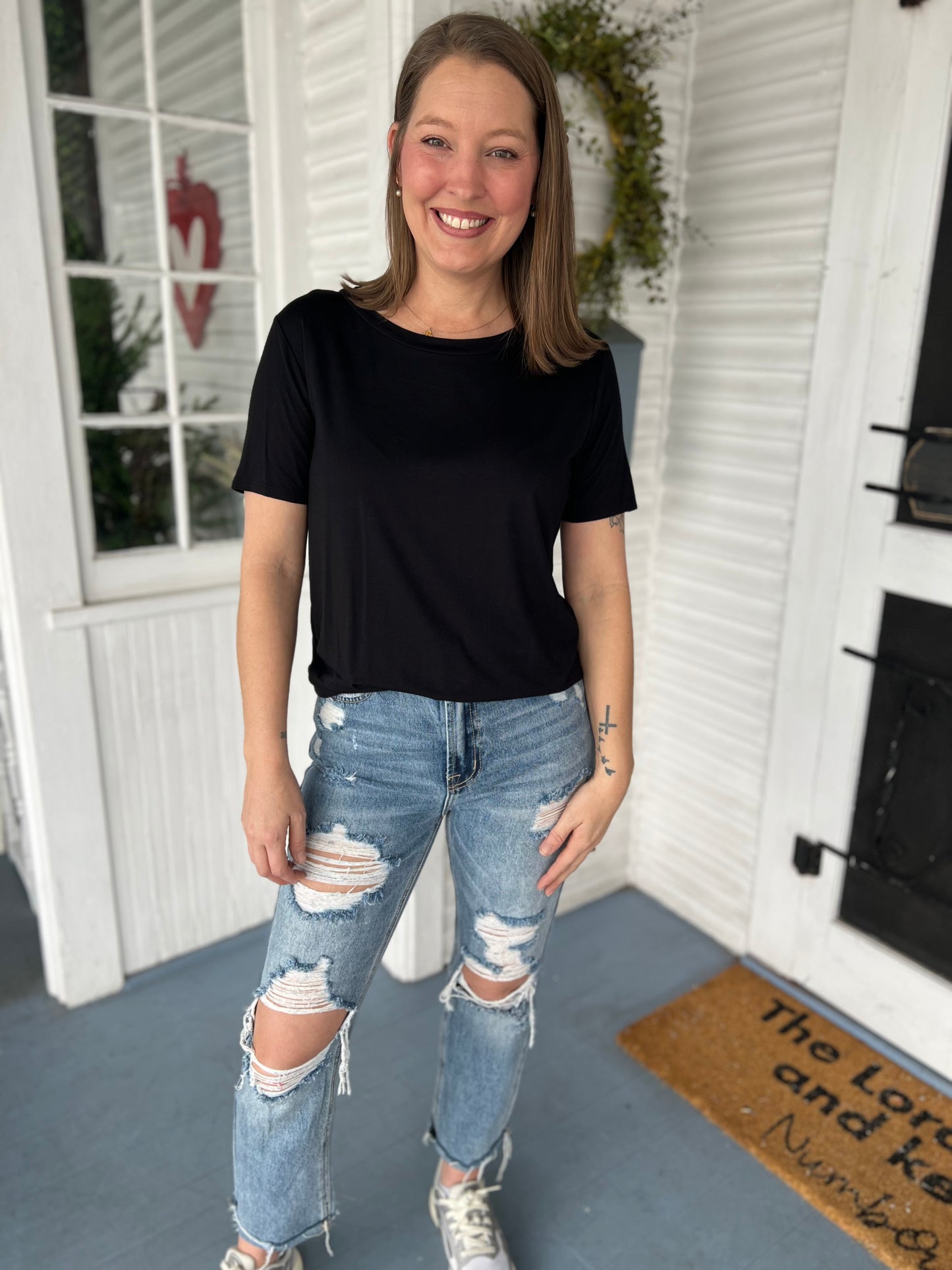 High Rise Crop Destroyed Jeans